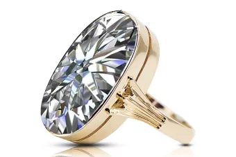 Ring Zircon 14K Yellow gold Vintage style vrc113y